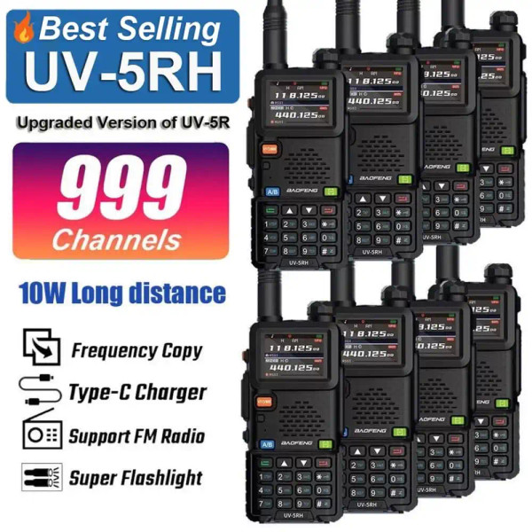 8 X Baofeng UV-5RH 10W Multi-Band / Tri-Band 2500mAH VHF/UHF Long Range Walkie Talkie Two Way Radio New