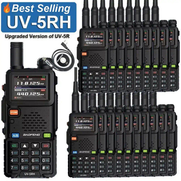 20 X Baofeng UV-5RH 10W Multi-Band / Tri-Band 2500mAH VHF/UHF Long Range Walkie Talkie Two Way Radio + Programming cable New