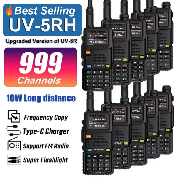 10 X Baofeng UV-5RH 10W Multi-Band / Tri-Band 2500mAH VHF/UHF Long Range Walkie Talkie Two Way Radio New