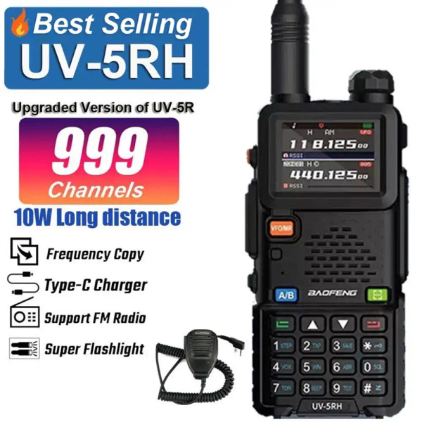 Baofeng UV-5RH 10W Multi-Band / Tri-Band 2500mAH VHF/UHF Long Range Walkie Talkie Two Way Radio  + Speaker Mic New