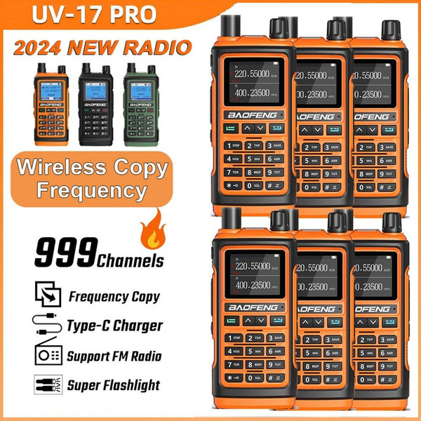 6 x Baofeng UV-17 Pro 5W Tri-Band 1800mAH 999 Channels VHF/UHF Long Range Walkie Talkie Two Way Radio 