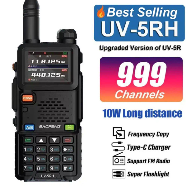 Baofeng UV-5RH 10W Tri-Band 2500mAH VHF/UHF Long Range Walkie Talkie Two Way Radio New