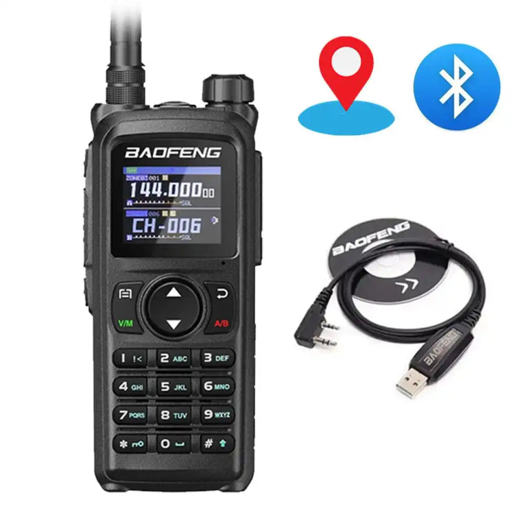 Baofeng UV-28 Pro GPS Bluetooth Walkie Talkie 10W Long Range Multi-Band Two-Way Radio + Programming Cable