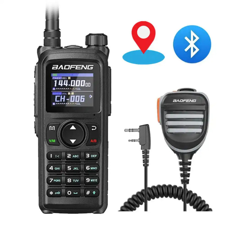 Baofeng UV-28 Pro GPS Bluetooth Walkie Talkie 10W Long Range Multi-Band Two-Way Radio + Waterproof Speaker Mic