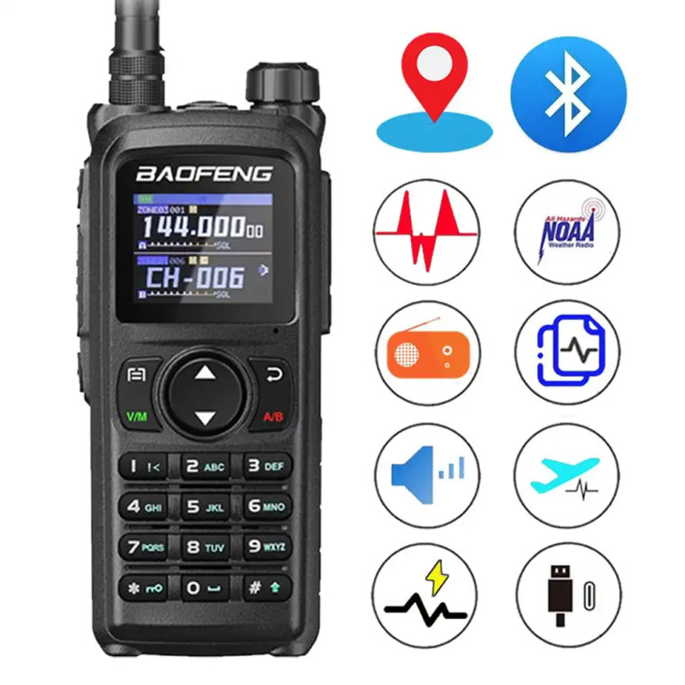 Baofeng UV-28 Pro GPS Bluetooth Walkie Talkie 10W Long Range Multi-Band Two-Way Radio
