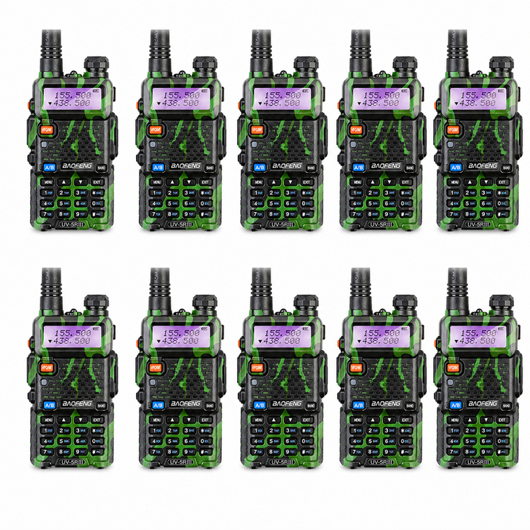 BAOFENG UV-5R III Tri-Band Green Two Way Ham Radio VHF/UHF Walkie Talkie| Bundle Pack 2-10 Units