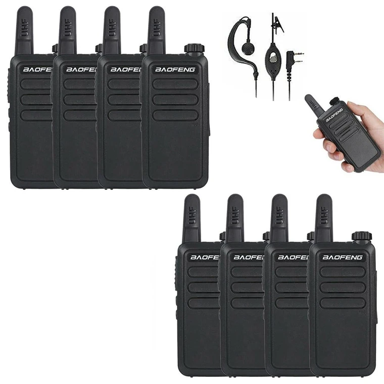 8x Baofeng BF-R5 Slim UHF Walkie Talkie Two Way Ham Radio + Earpiece 