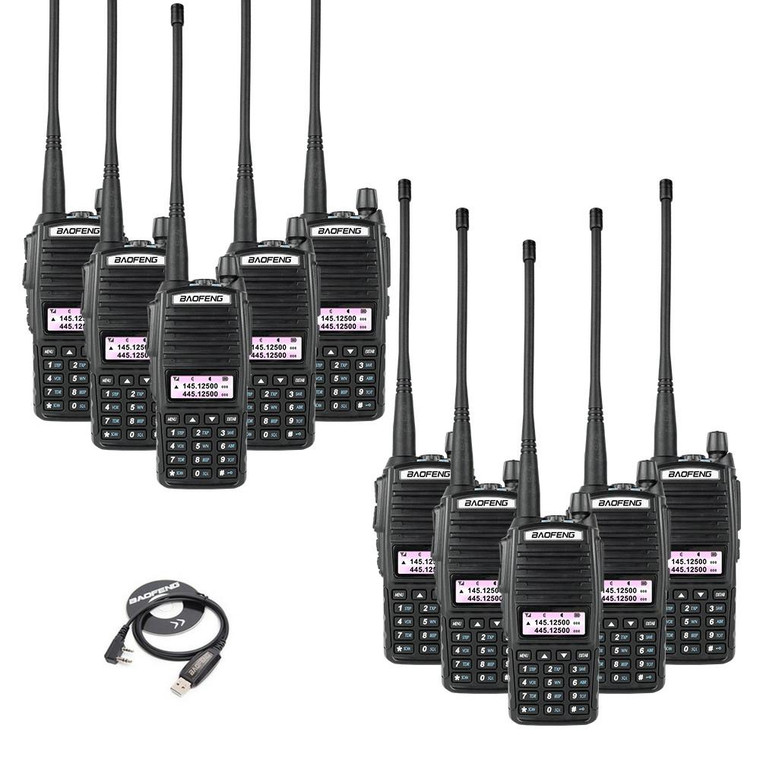 10x BAOFENG UV-82 Dual Band UHF VHF Walkie Talkies Two Way Ham Radio + Programming Cable 
