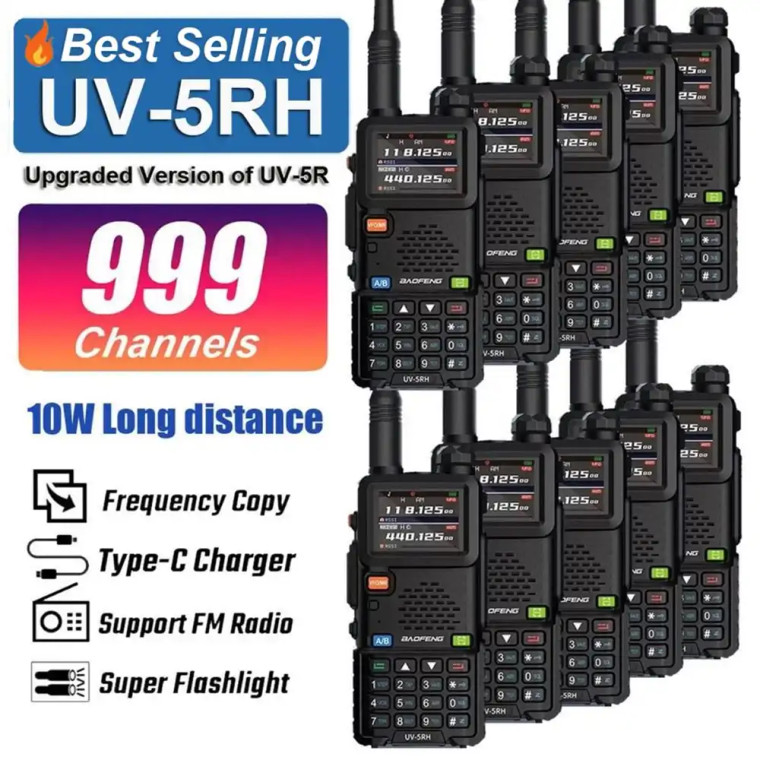 10 X Baofeng UV-5RH 10W Multi-Band / Tri-Band 2500mAH VHF/UHF Long Range Walkie Talkie Two Way Radio New