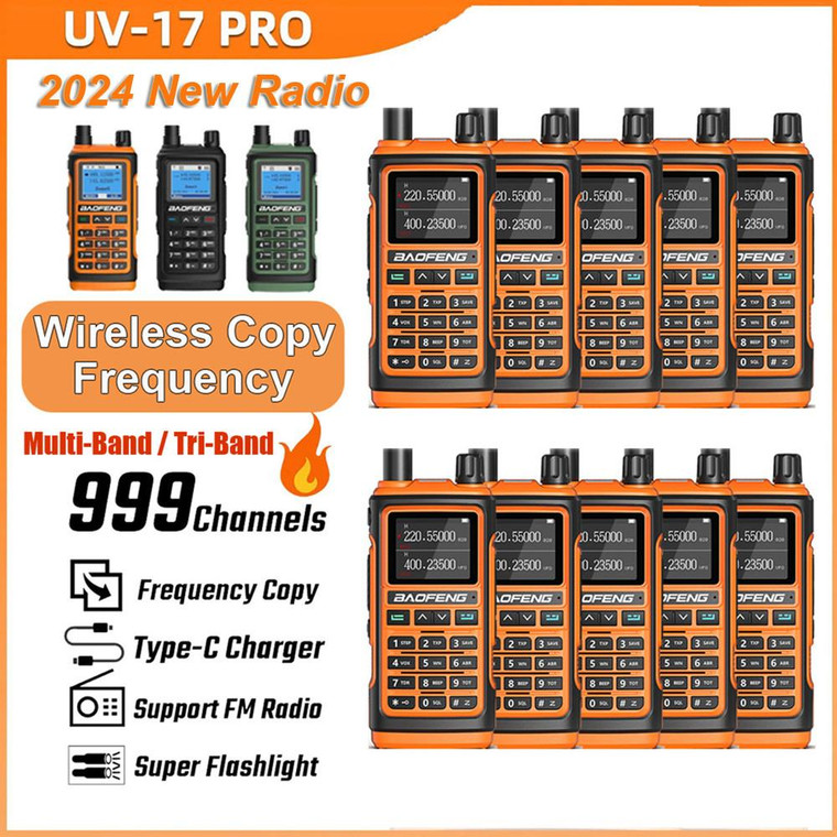 10 x Baofeng UV-17 Pro 5W Multi-Band / Tri-Band 1800mAH 999 Channels VHF/UHF Long Range Walkie Talkie Two Way Radio 