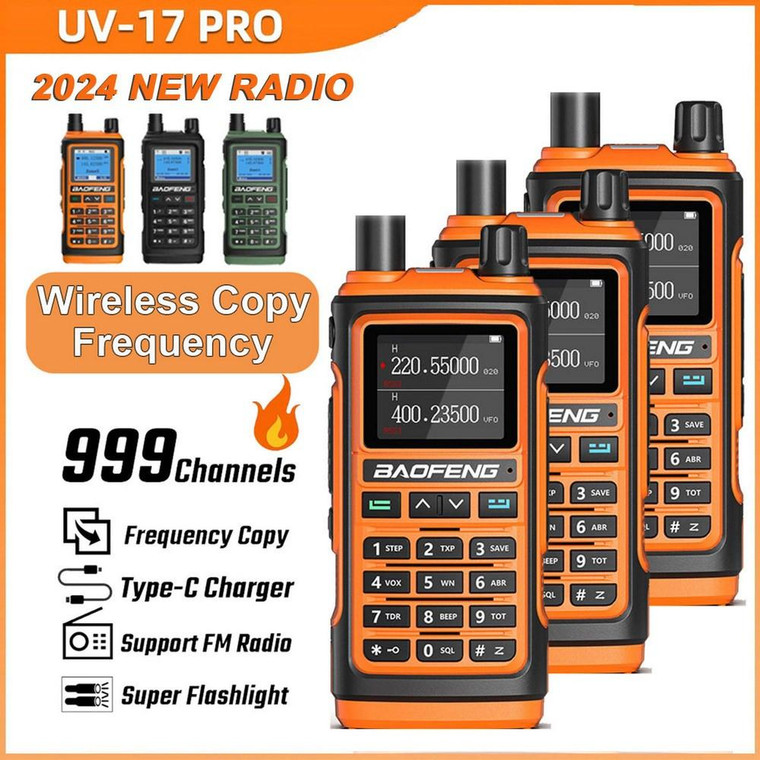 3 x Baofeng UV-17 Pro 5W  Tri-Band 1800mAH 999 Channels VHF/UHF Long Range Walkie Talkie Two Way Radio 