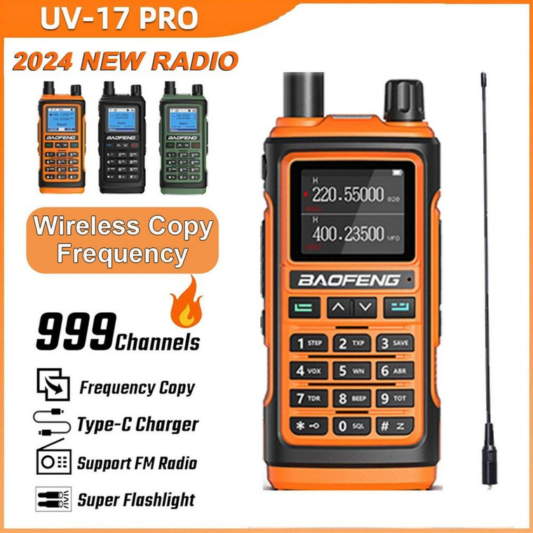 Baofeng UV-17 Pro 5W  Tri-Band 1800mAH 999 Channels VHF/UHF Long Range Walkie Talkie Two Way Radio  + NA-771 Antenna 
