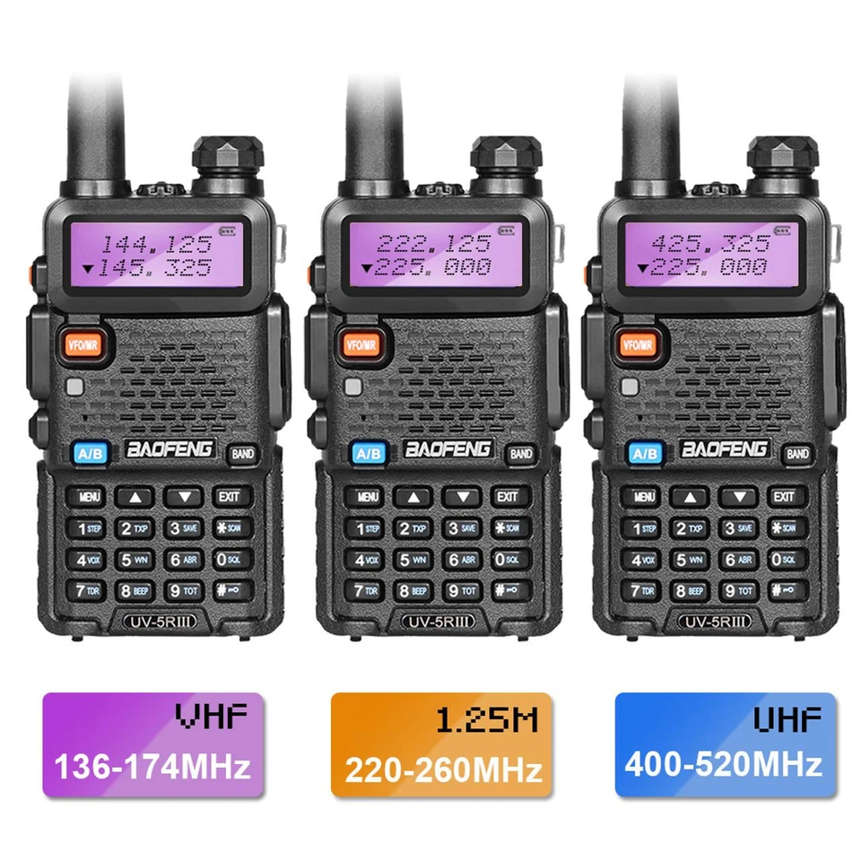 Baofeng UV-5R III Tri-Band Ham Radio + NA-771 Antenna | VHF UHF 1.25M