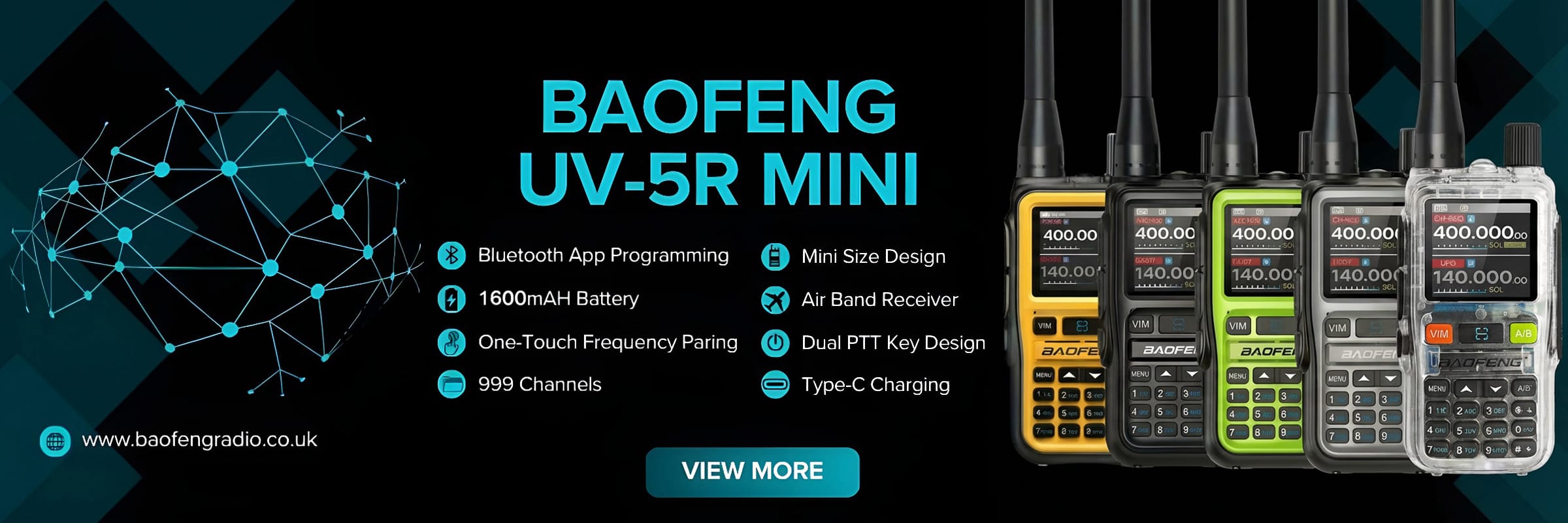 Baofeng UV-5R Mini Bluetooth App Programming Multi Band Walkie Talkie
