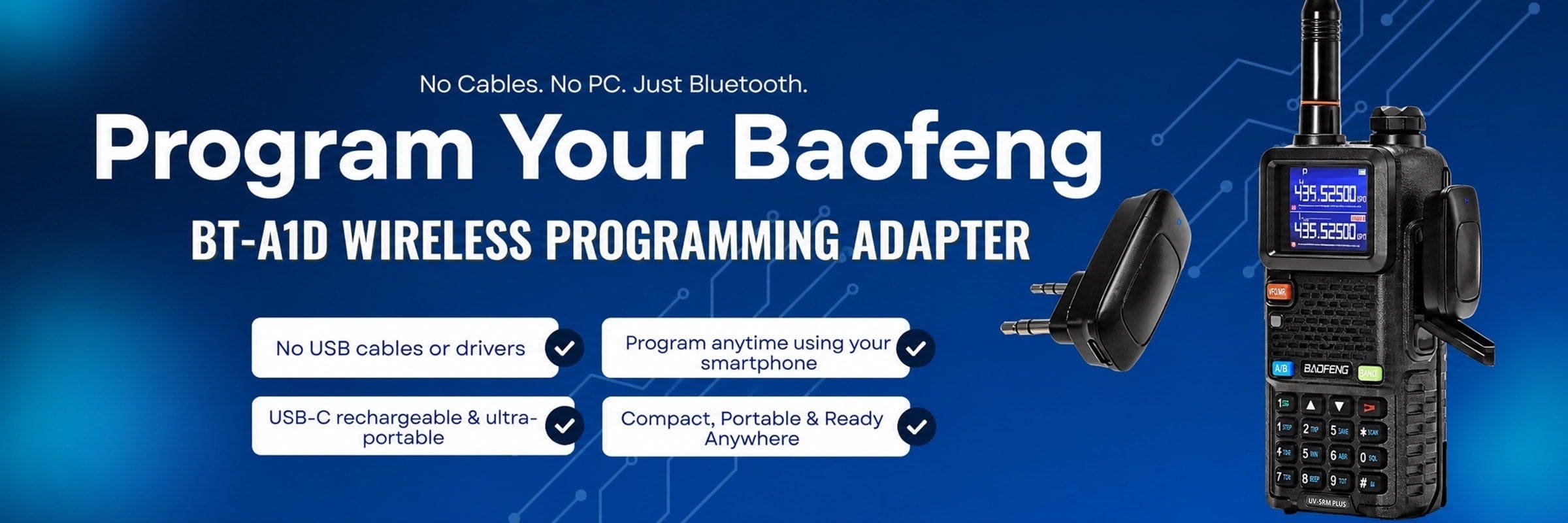 Baofeng BT-A1D Wireless Bluetooth Programming Adapter for UV-5RM Plus