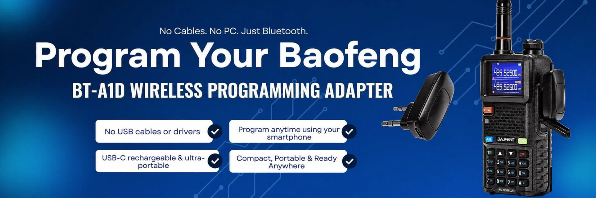 Baofeng BT-A1D Wireless Bluetooth Programming Adapter for UV-5RM Plus