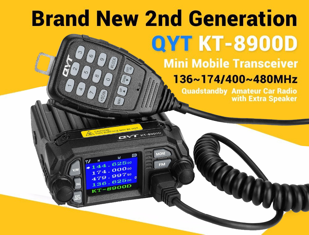 Baofeng Radio UK |QYT KT-8900D Mobile Transceiver 25W VHF 144-148MHz UHF 420 -450MHz Dual Band Quad Standby Mini Car Radio