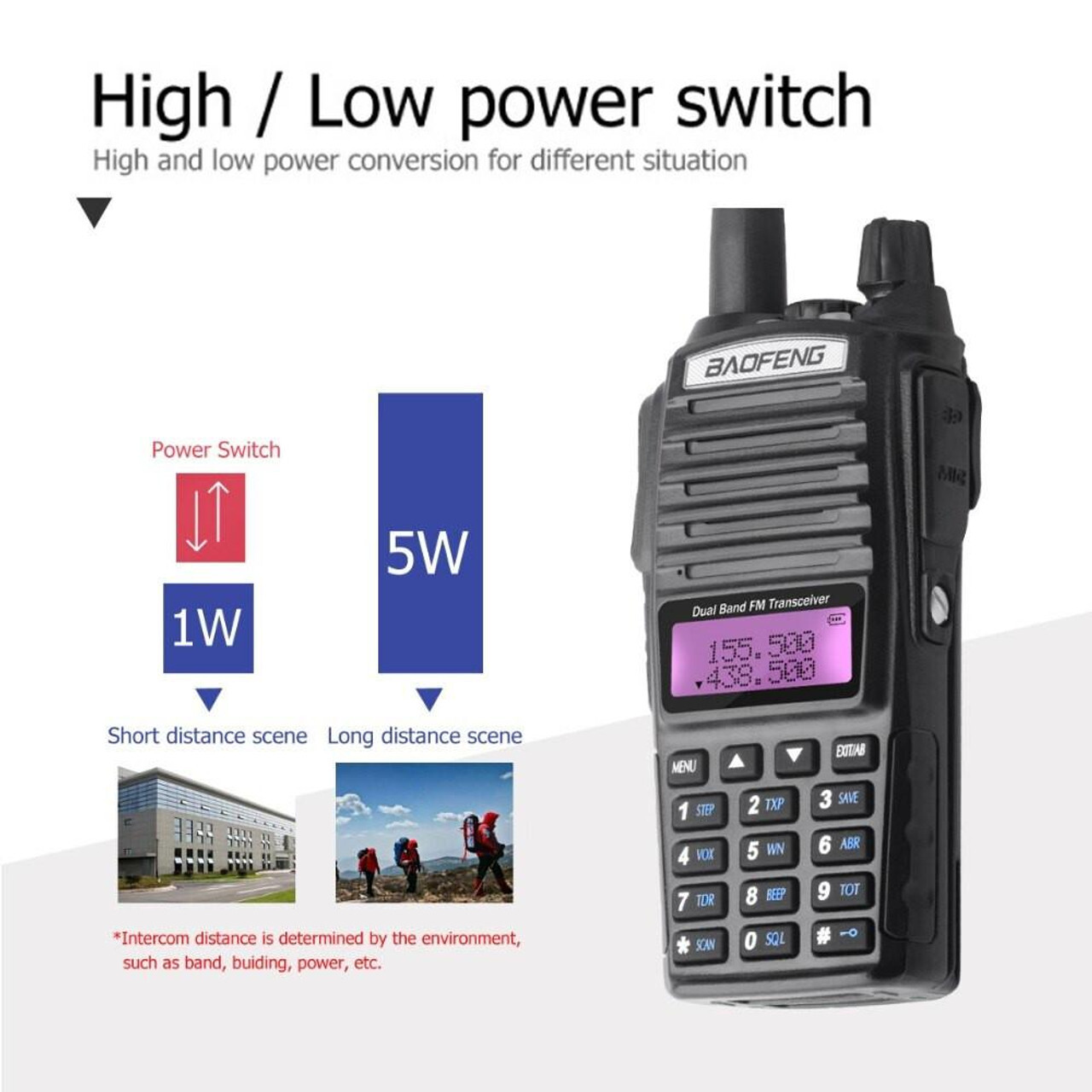 Antenna Dual Band VHF/UHF 144/430MHz SMA-F Per Baofeng UV-5R E UV-82, Set Da 2, Flessibile 38cm E Guadagno 2.15dBi
