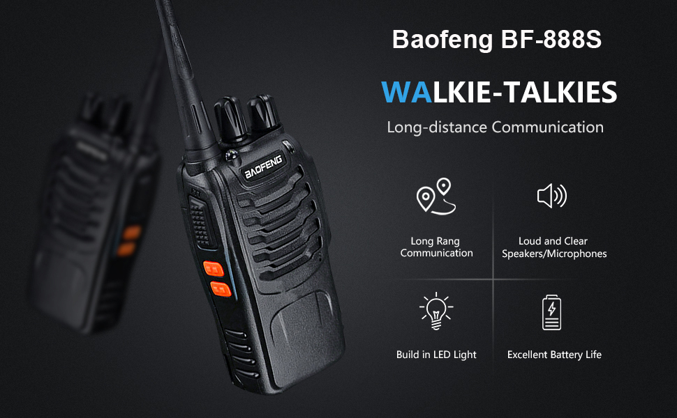 Baofeng Radio Baofeng BF-888S [2 Pack] UHF 400-470MHz Walkie Talkie Long  Range VOX Two Way Radio Earpiece