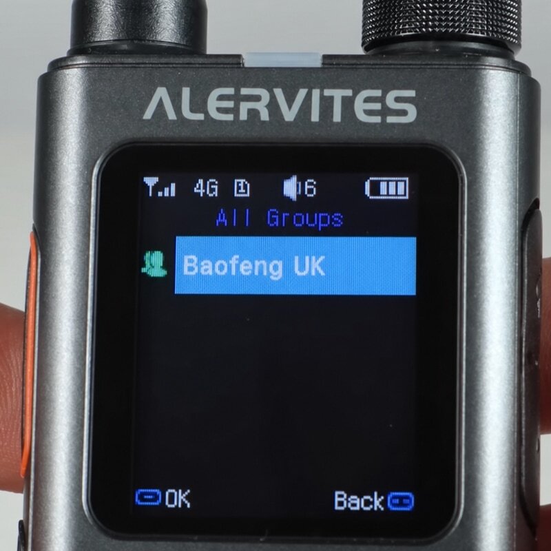 Alervites PoC-AT1 Screen Showing Group Name Selected and Ready to Talk