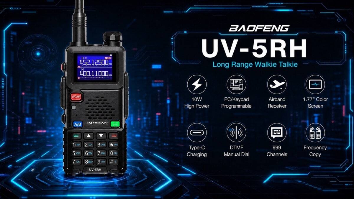 Baofeng UV-5RH 10W Long Range Walkie Talkie – High Power Two-Way Radio for Construction, Hotels & Retail