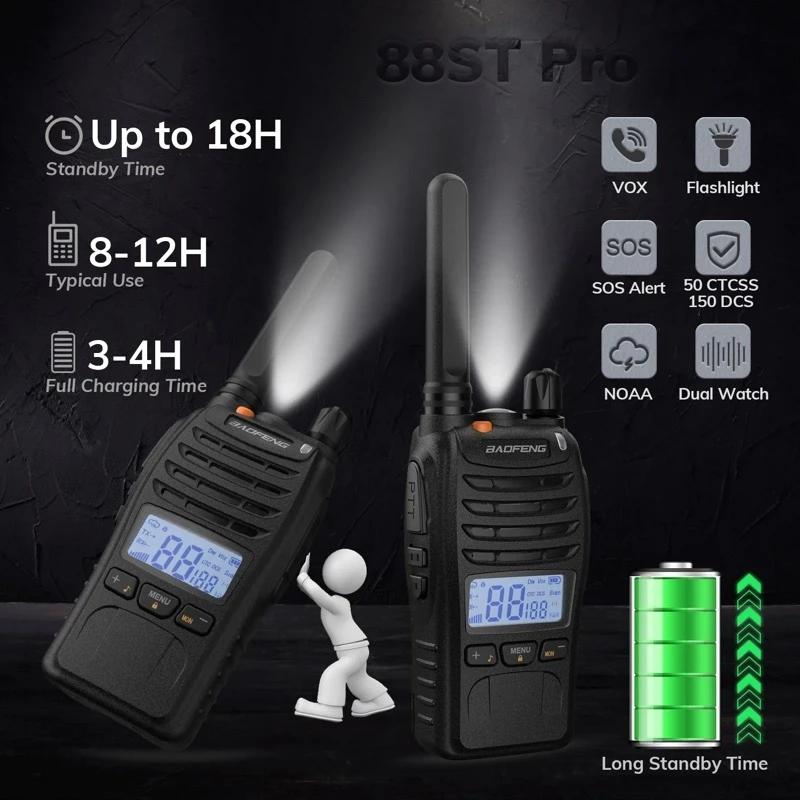 Baofeng BF-88ST Pro PMR446 | Long Standby Time 1200mAh Li-ion Battery