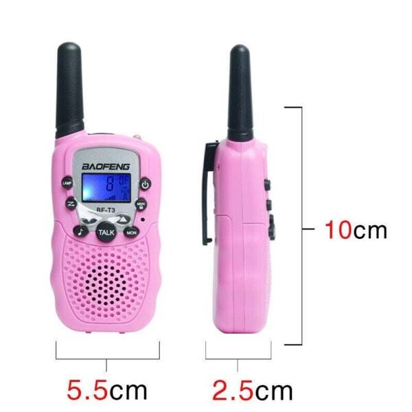Baofeng BF-T3 Kids Walkie Talkie Pink | Size Dimensions Compact Design