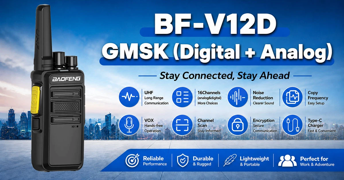 Baofeng BF-V12D GMSK Digital Analog Walkie Talkie | Encrypted HD Two Way Radio UK