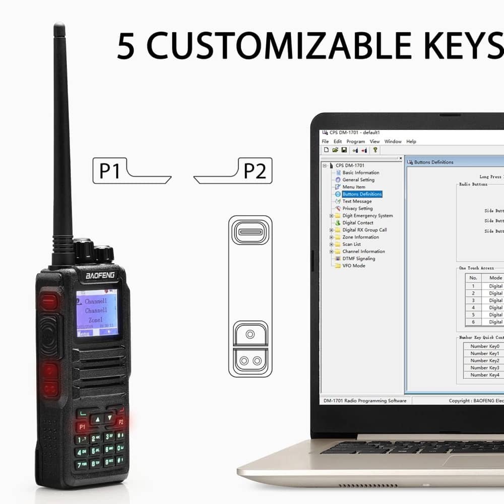 Baofeng DM-1701 5 Customizable Keys