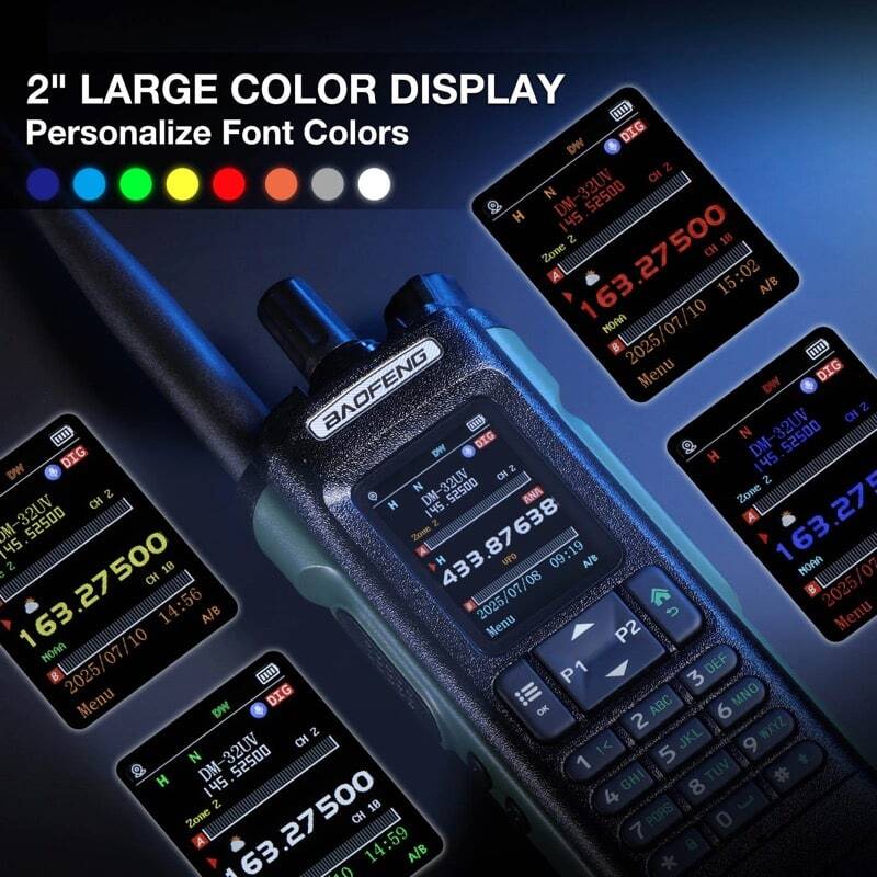 baofeng dm-32 dmr 10w radio have 2 inch LARGE COLOR DISPLAY Personalize Font Colors