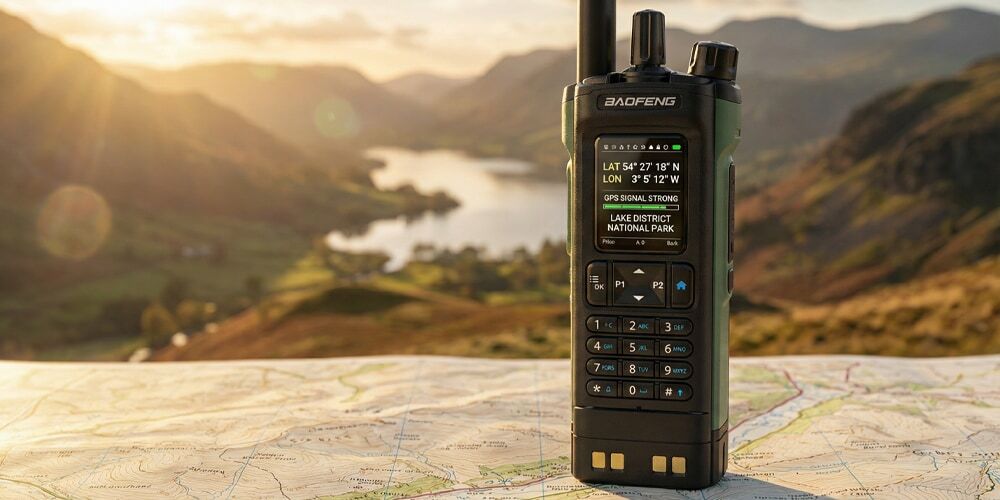 Baofeng DM-32 Digital DMR Walkie Talkie UK. High power 10W two-way radio featuring GPS, APRS, and Type-C charging.