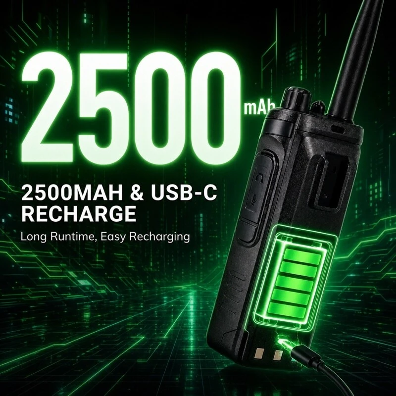 Baofeng SW-9 2500mAh Li-ion battery USB-C charging port 5V 2A