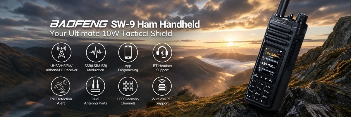 Baofeng SW-9 10W Multi-Band Ham Radio UK | SSB Reception Dual Bluetooth Fall Detection
