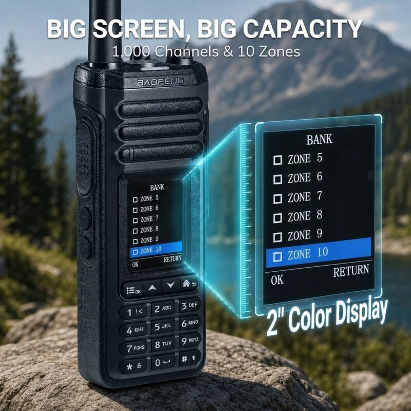 Baofeng SW-9 2.0 inch colour TFT LCD screen 2500mAh battery 1000 channels 10 zones