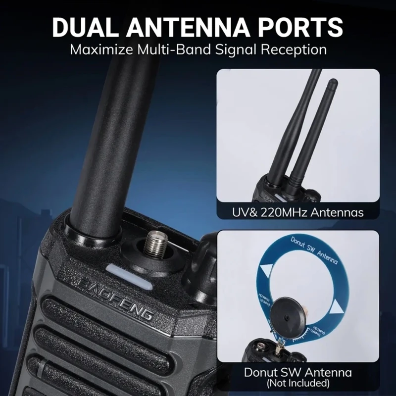 Baofeng SW-9 dual SMA antenna ports VHF UHF 220MHz aviation HF shortwave