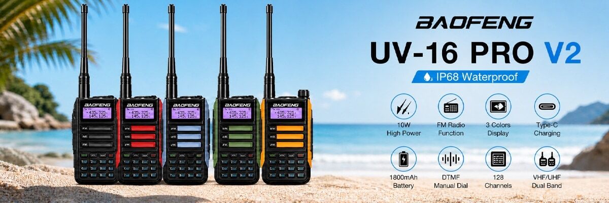 Baofeng UV-16 Pro V2 10W IP68 Waterproof Long Range Walkie Talkie