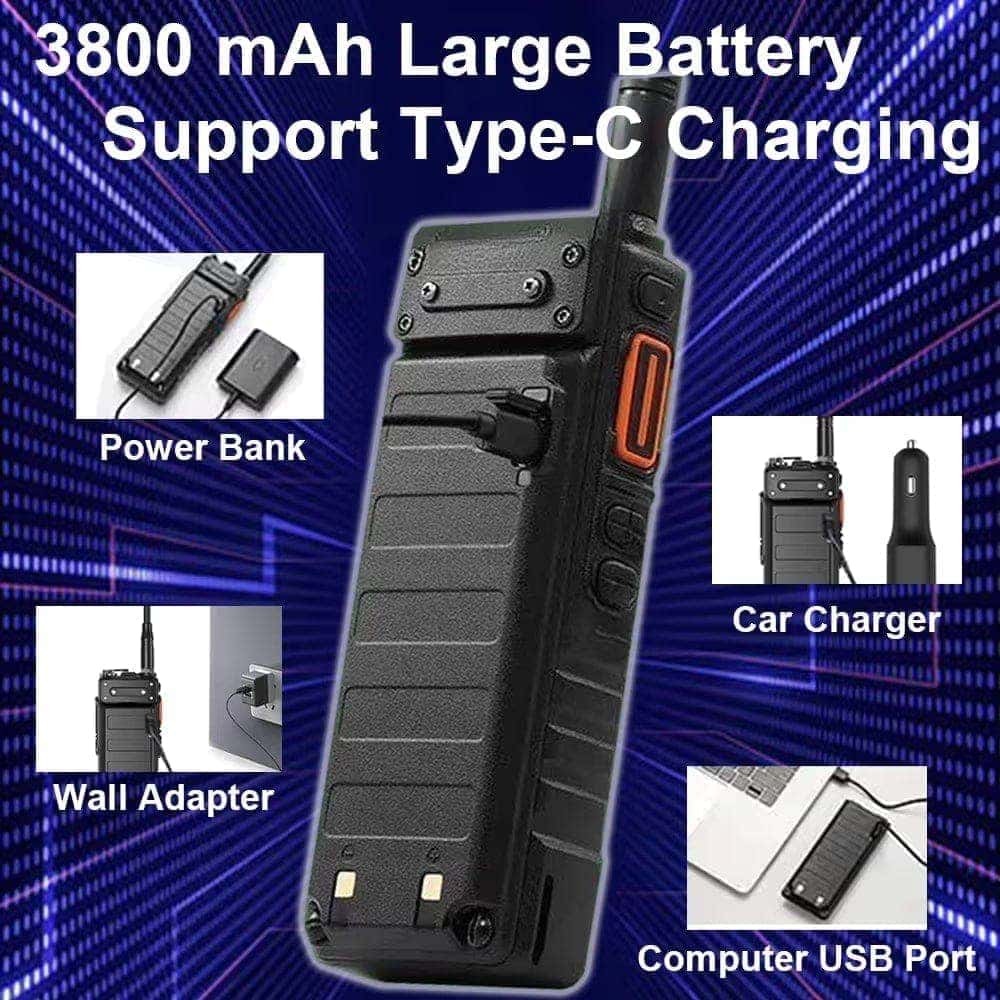 Baofeng UV-25 Military Walkie Talkie Long Range Tactical Ham Radio Large Battery and Type-C Charging