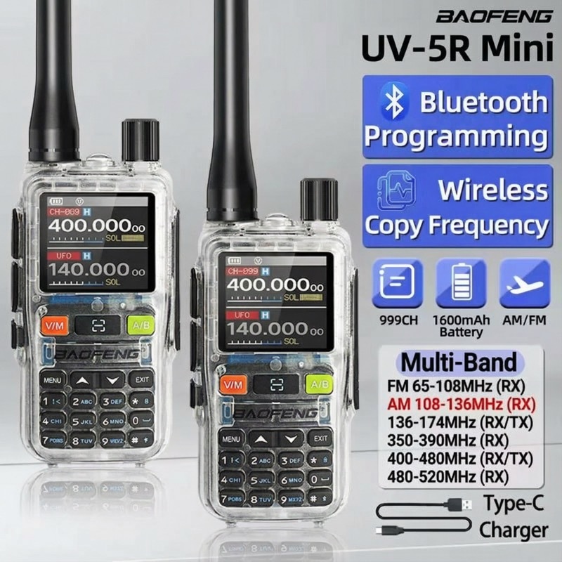 Baofeng UV-5R Mini Transparent Body Features