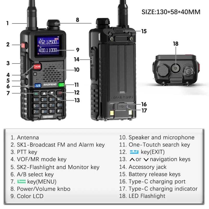 Baofeng UV-5RH 10W Tri-Band Walkie Talkie - Long Range, 2500mAh Battery, VHF/UHF, Airsoft, Hiking, Camping