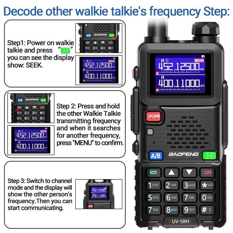 Baofeng UV-5RH 10W Tri-Band Walkie Talkie - Long Range, 2500mAh Battery, VHF/UHF, Airsoft, Hiking, Camping