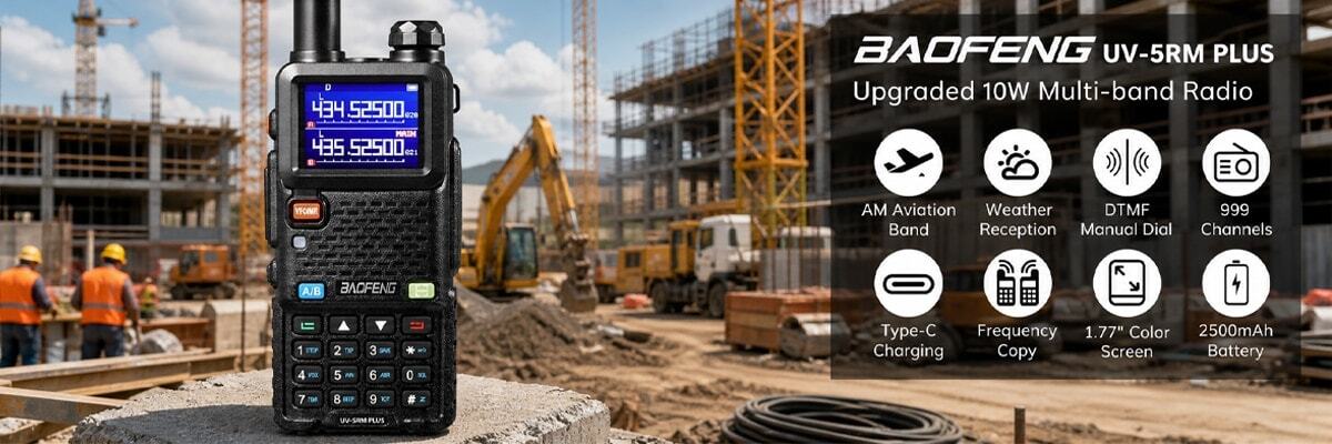 Baofeng UV-5RM Plus 10W High Power Long Range Walkie Talkie for UK construction site