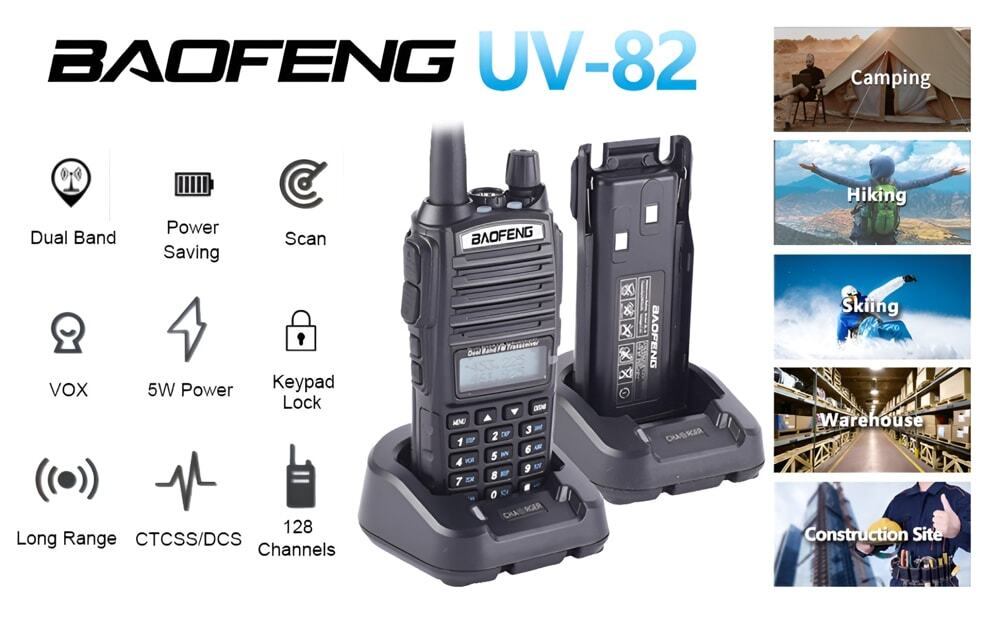 Baofeng UV-82 5w Dual Band Walkie Talkie Main Features - Long Range Radio