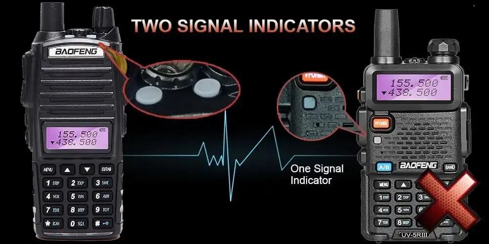 Baofeng UV-82 5w Dual Band Walkie Talkie - Two Signal Indicators