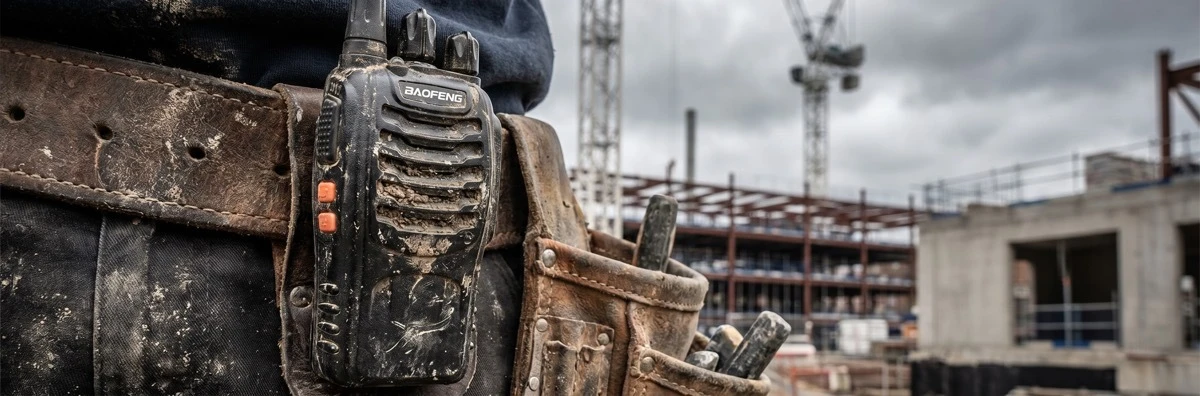 Baofeng radio on construction site