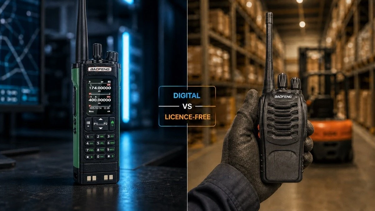 Comparison of digital DMR and PMR446 licence-free two way radios for UK industrial business use
