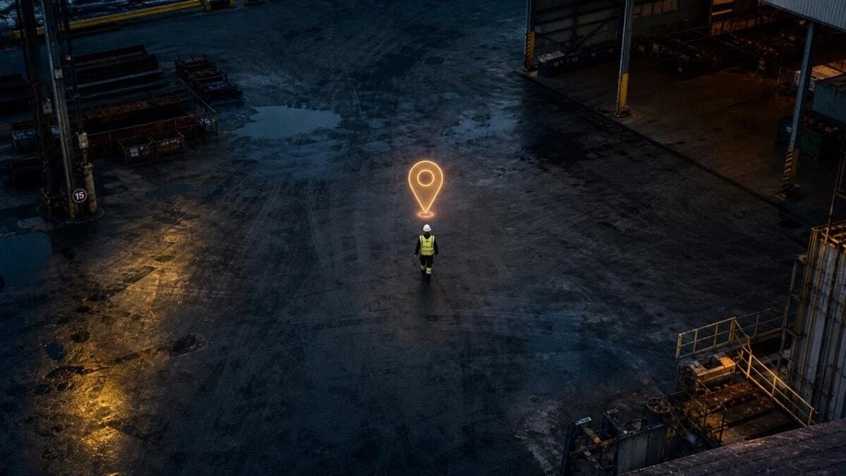 Lone worker on a large UK industrial site tracked via GPS using a two way radio for safety communication
