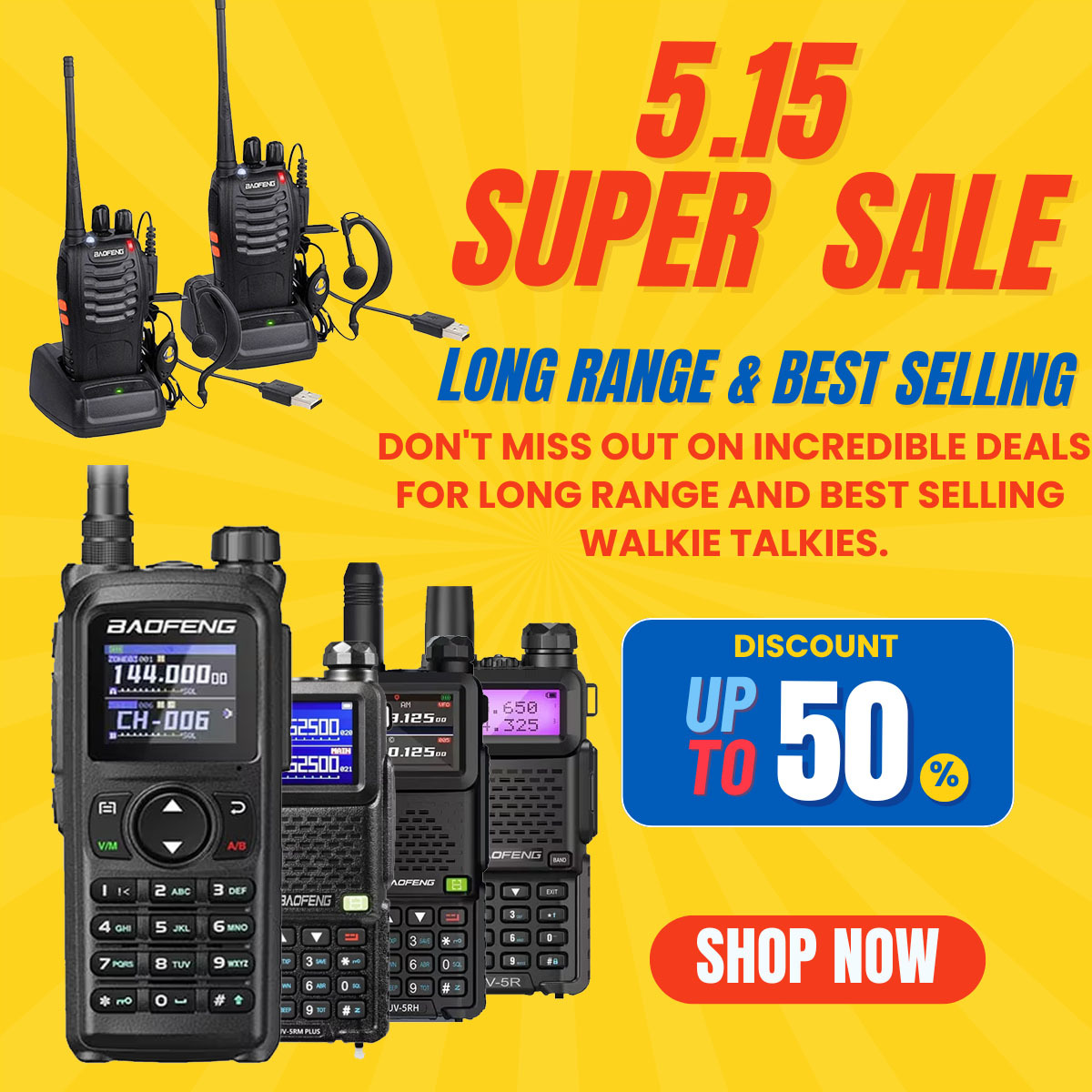 Baofeng walkie talkie sale