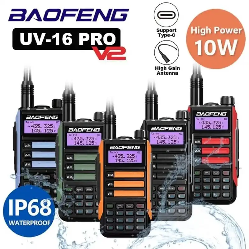 Baofeng UV-16 Pro V2 10W Dual-Band IP68 Waterproof Walkie Talkie