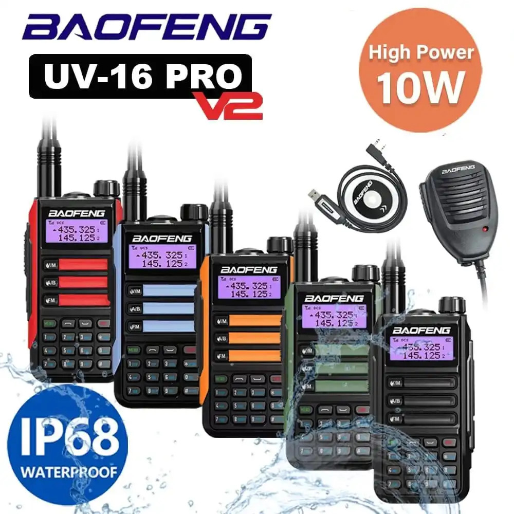 Baofeng UV-16 Pro V2 10W Dual-Band IP68 Waterproof Walkie Talkie  VHF/UHF Long Range Two Way Radio