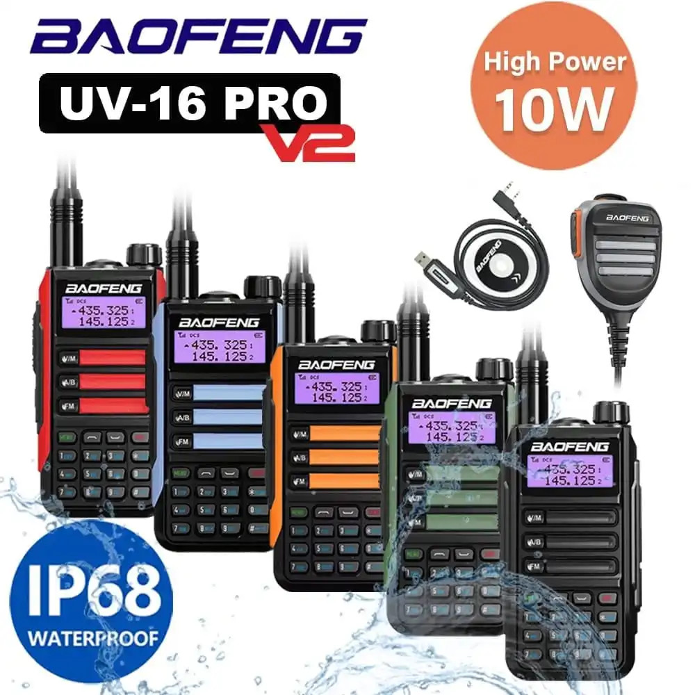 Baofeng UV-16 Pro V2 Waterproof Long Range Walkie Talkie with